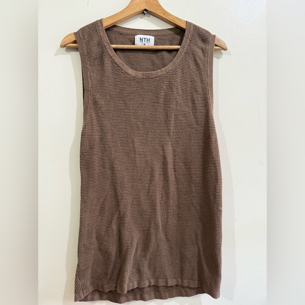 NTH Brown Waffle Knit Sleeveless Tank